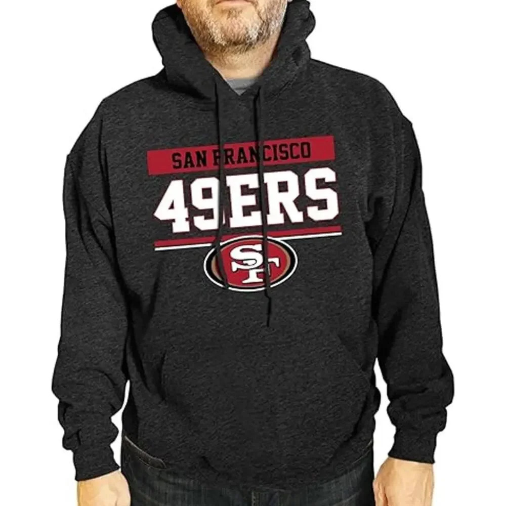 NEW Campus Colors San Francisco 49ers Hoodie Sweatshirt Heather Gray Mens Size M